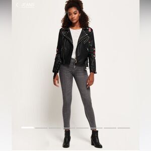 Super Dry Super Crafted Mid Rise Super Skinny Jeans, Grey Nero size 34/30.